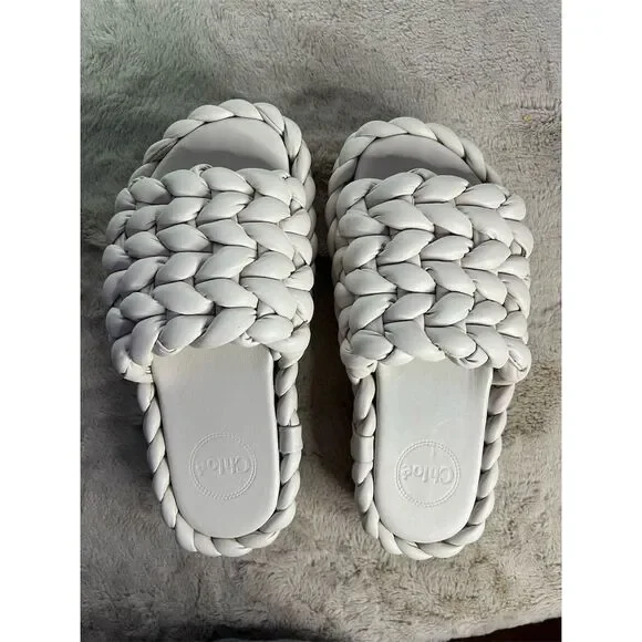 Chloé Women's Ivory Leather Slide Sandals Braided Design Casual Summer s… - Picture 13 of 13